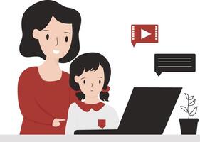 Parent guide online class flat design illustration isolated in white background vector