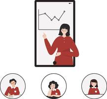 Online presentation flat design illustration isolated in white background vector