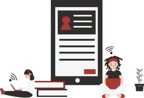 Wifi for student flat design illustration isolated in white background vector