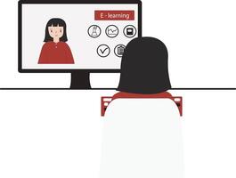 E learning menu flat design illustration isolated in white background vector