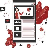E-learning flat design illustration isolated in white background vector