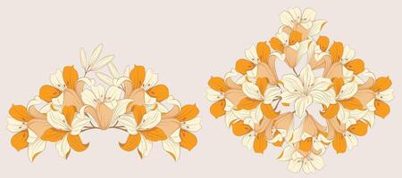 Lilium Candidum Botanical Illustration as a frame design and romantic invitation printing needs vector