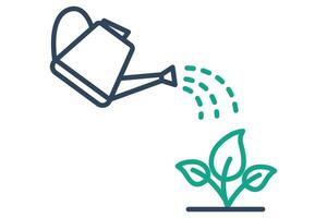 watering icon. watering can with plant. icon related to growth. line icon style. growth elements illustration vector