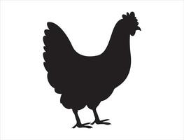 Hen silhouette on white background vector
