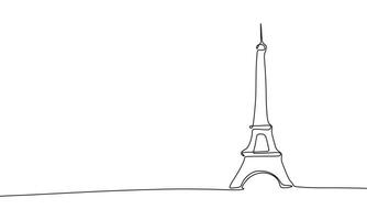 Eiffel Tower one line continuous. Line art Eiffel Tower. Hand drawn art. vector
