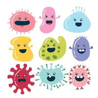 Collection of microbe character in flat style. Hand drawn art. vector