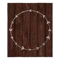 Blank walnut wooden signboard isolated with circle frame vintage style graphic illustrated. Nameplate wooden texture pattern template for logo or name of cafe, restaurant and retail store. vector