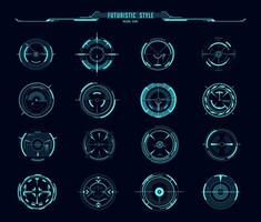 HUD aim control target round frames, ui interface vector