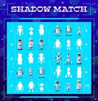 Find shadow of robots kids game and puzzle vector