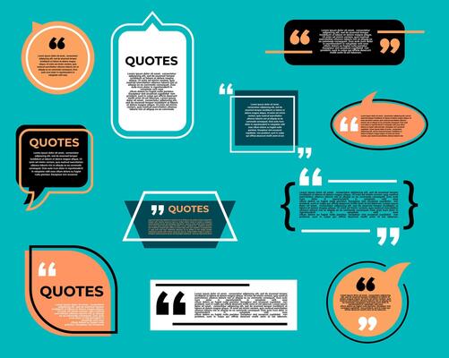 Quote bubble or box, message, comment, note icons
