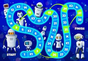 Kids board game with robots or androids, boardgame vector