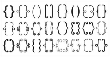 Parenthesis text brackets, line frames and borders vector