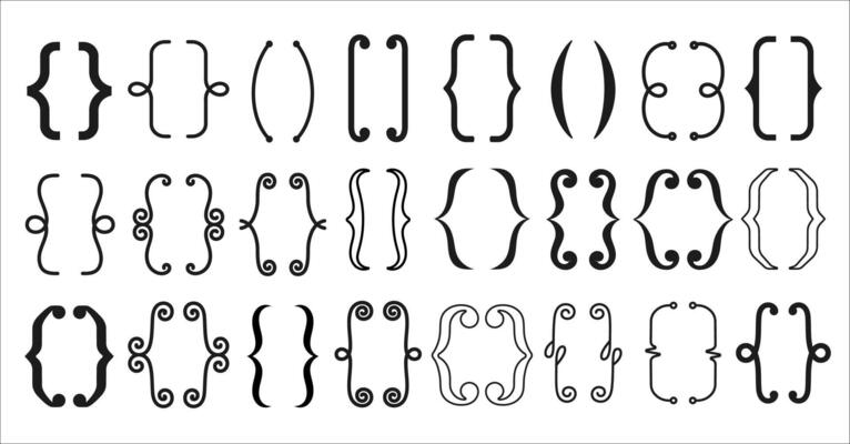 Parenthesis text brackets, line frames and borders