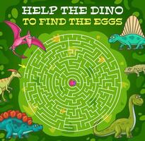 Labyrinth maze help dinosaur find the egg, riddle vector