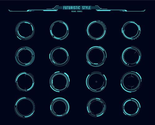 HUD interface round frames or borders, aim control