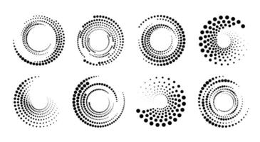 Halftone circle patterns, borders or frames vector