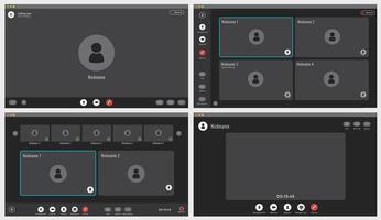 Videocall interface, call screen UI icons vector