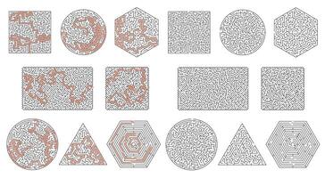 Labyrinth maze game, square, triangle, hexagon vector
