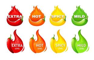 Hot spicy level labels, icons or emblems vector