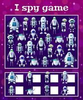 I spy kids game with cartoon robots, task vector