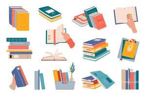 Book, notebook or textbooks stacks and piles vector