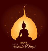 Vesak day or Wesak, Buddha in lotus and lantern vector