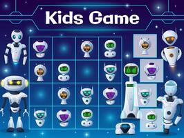 Kids sudoku game with cartoon robots and droids vector