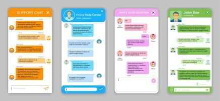 Support chat bot window, chatbot online messenger vector