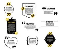 Quote bubble and box, chat message, comment icons vector
