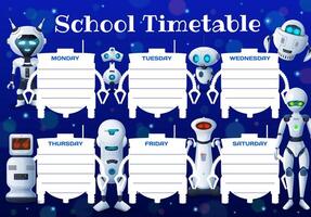 Education timetable schedule robots and droids vector