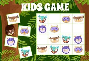 Sudoku kids game owls and owlets, riddle vector