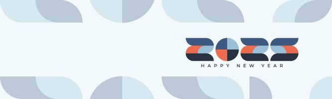 2025 Happy New Year Abstract banner design in retro style made of various geometric shapes in perfect colors. Landing Page. Brochure. Card. Template. vector