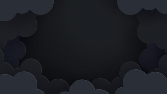 Dark cloud background in paper cut style. Design illustration features layered black clouds, perfect for dramatic and moody designs. Ideal for posters, banners, and digital art.