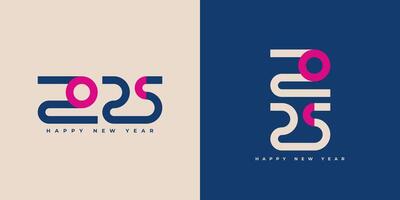 Design the logo text Happy New Year 2025. Cover the business diary for 2025 with a wish. Brochure, card, banner design template. vector