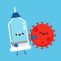 Syringe character design. Vaccine Covid-19. Syringe and Vaccine . Vaccine virus Covid-19. vector