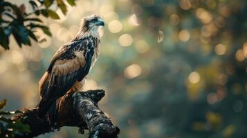 Majestic Philippine eagle perched in its natural tree habitat. Red Book animal photo