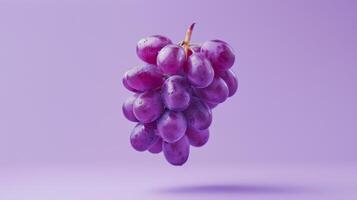 Floating grape in a minimalist purple composition photo