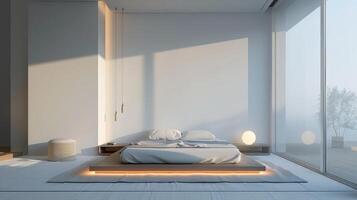Minimalist bedroom promoting relaxation and calm photo