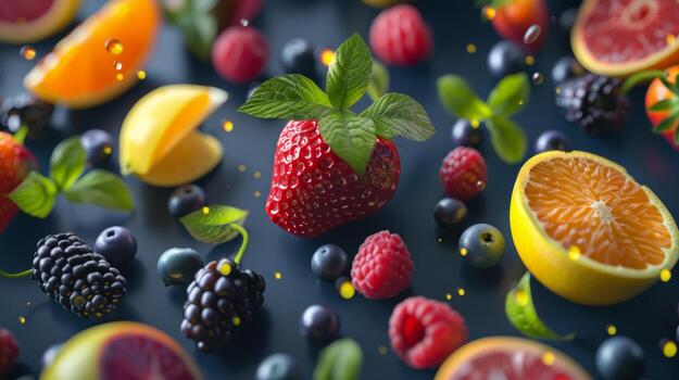 dinámica diseño de giratorio frutas formando un dinámica modelo foto