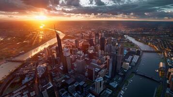 Contemporary cityscape captured from a helicopter photo