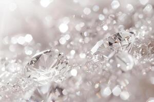 Sparkling diamond-like sparkles sparkling against a soft transparent white backdrop, adding a touch of opulence and allure photo