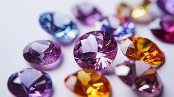 Brilliant gemstone formations shining with brilliance and allure on a pristine white backdrop photo