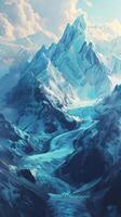 Glittering glaciers carving their way through landscapes photo