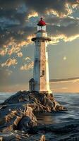 Coastal lighthouses standing sentinel over the sea photo
