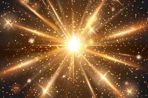 Glowing sunburst sparkles shining brightly on a transparent white background, adding warmth and brightness photo