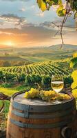 Picturesque vineyards overlooking the countryside photo