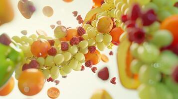 Flowing layout of rotating fruits forming a flowing pattern photo