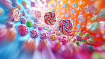 Colorful candies spinning in a backdrop perfect for copy photo