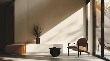 Bold graphic silhouette of minimalist furnishings adding character to a room photo