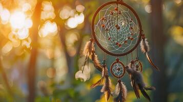 Artistic and handmade boho dreamcatchers bring a sense of warmth and coziness to designs on white photo